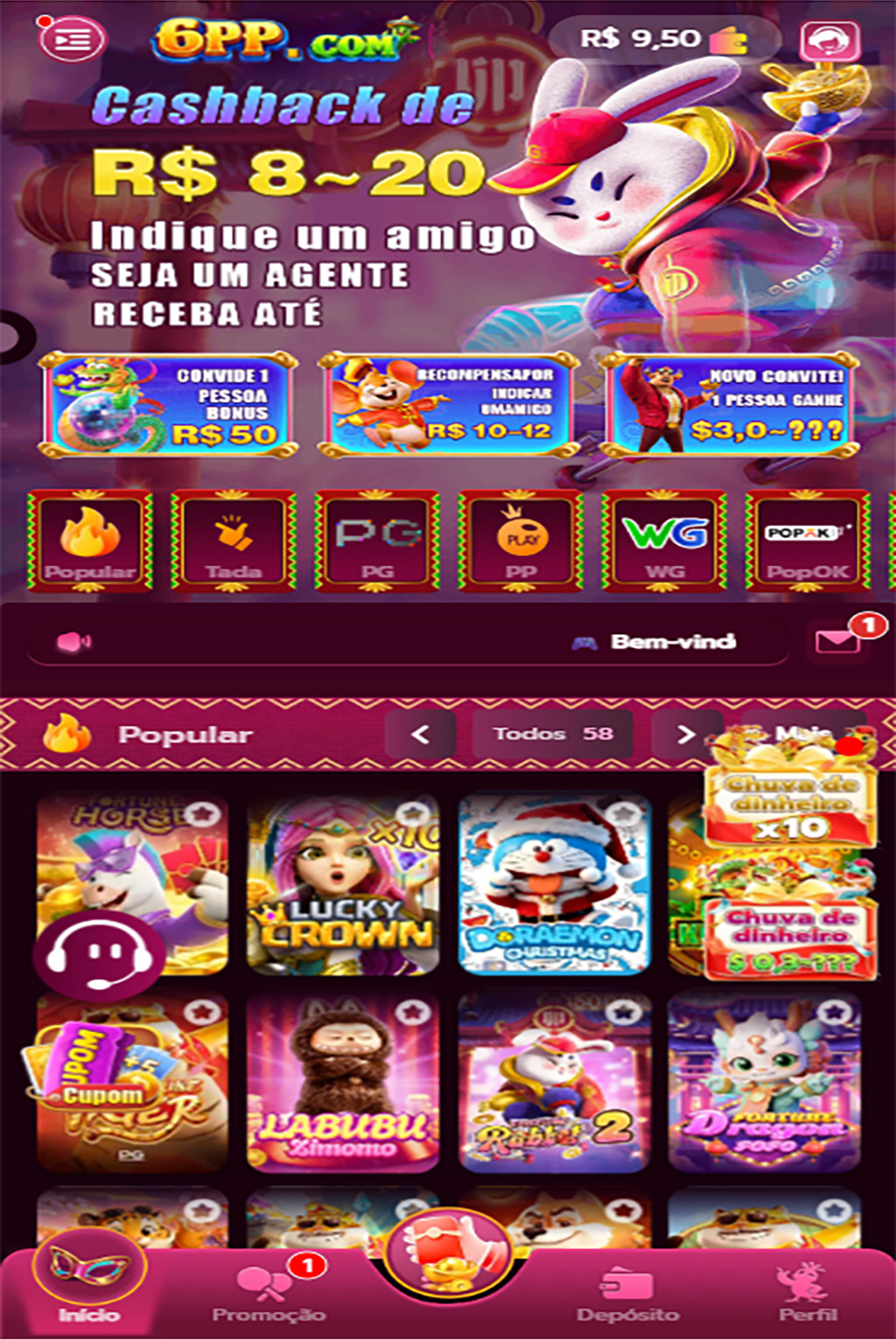 fortune rabbit grande ganho 